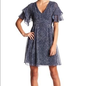 Betsey Johnson Tiered Flutter Sleeve Dress